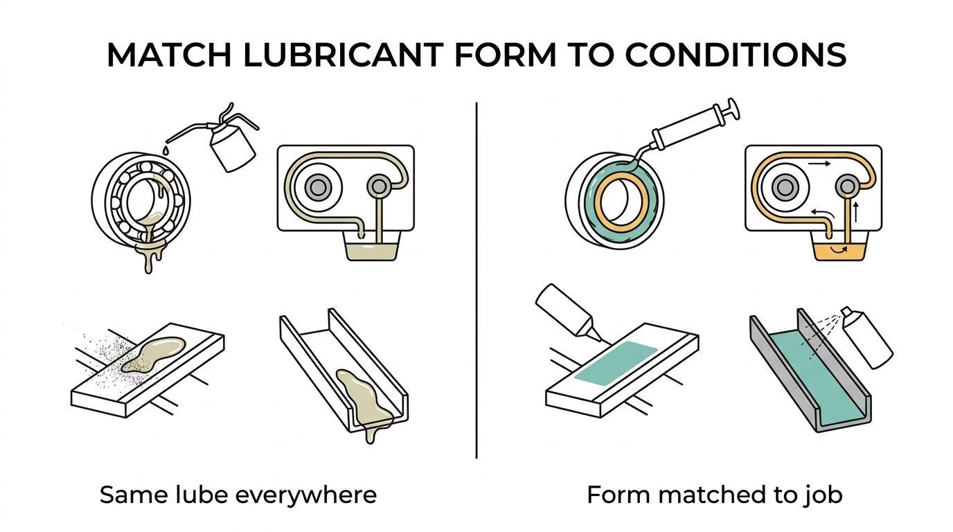 Match Lubricant Form to Operating Conditions