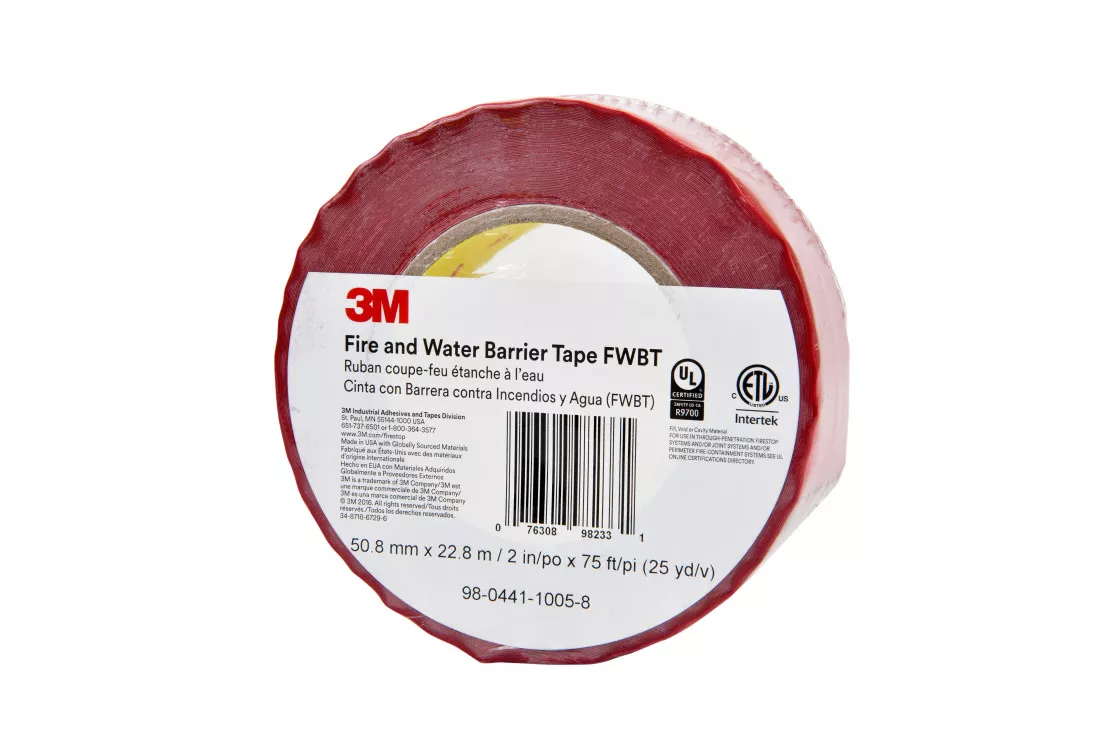 3M™ Fire and Water Barrier Tape FWBT2, Translucent, 2 in x 75 ft, 24
rolls/case