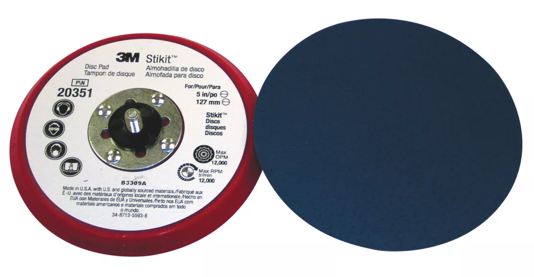 3M™ Stikit™ Low Profile Disc Pad 20351, 5 in x 3/8 in x 5/16-24
External, 10 ea/Case