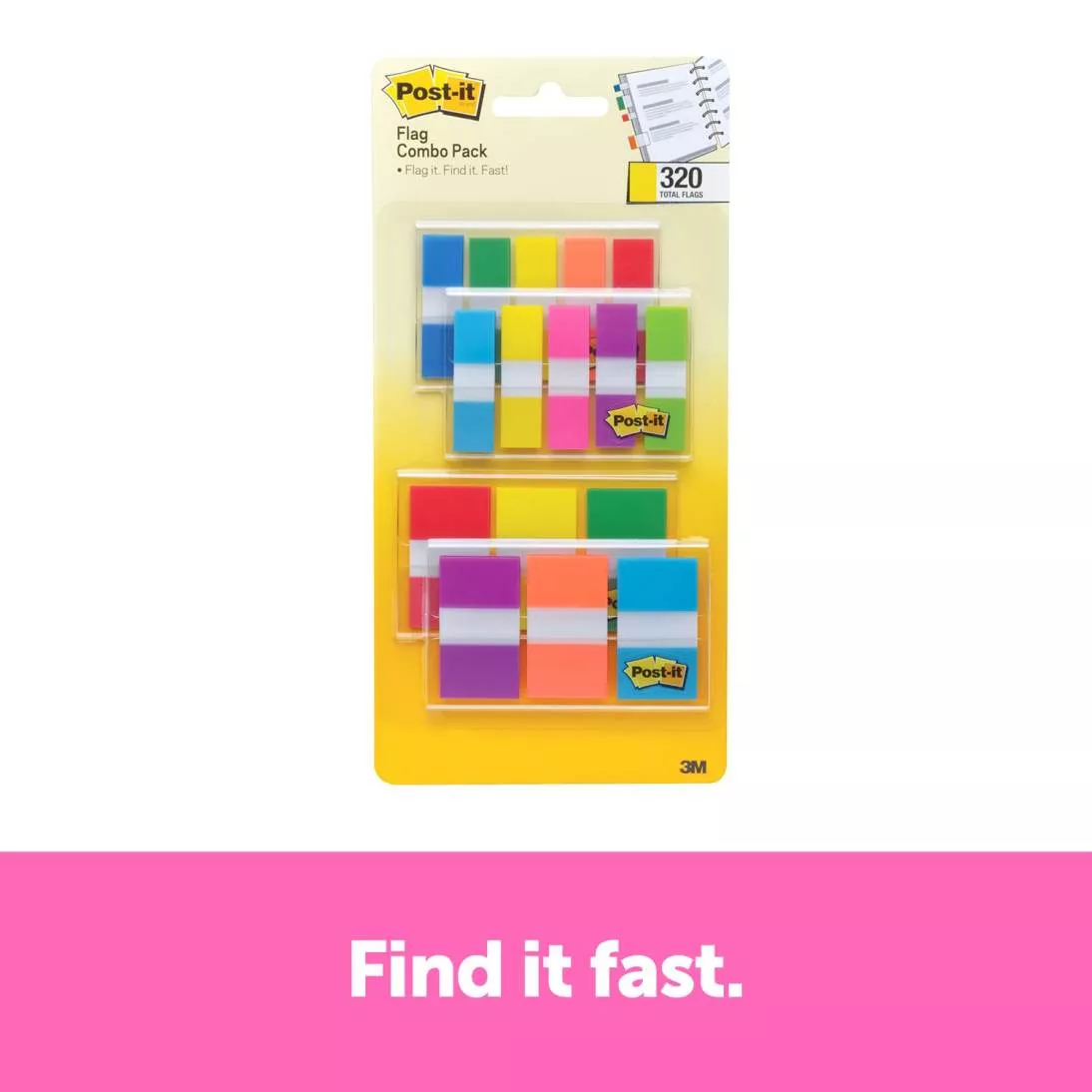 Post-it® Flags 683-XL1 Combo Pack, .47 in. x 1.7 in. flags and .94 in. x
1.7 in. flags