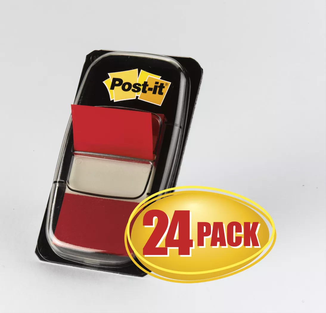 Post-it® Flags 680-1-24, 1 in. x 1.7 in. (25,4 mm x 43,2 mm) Red 24
dis/pk 2 pk/cs