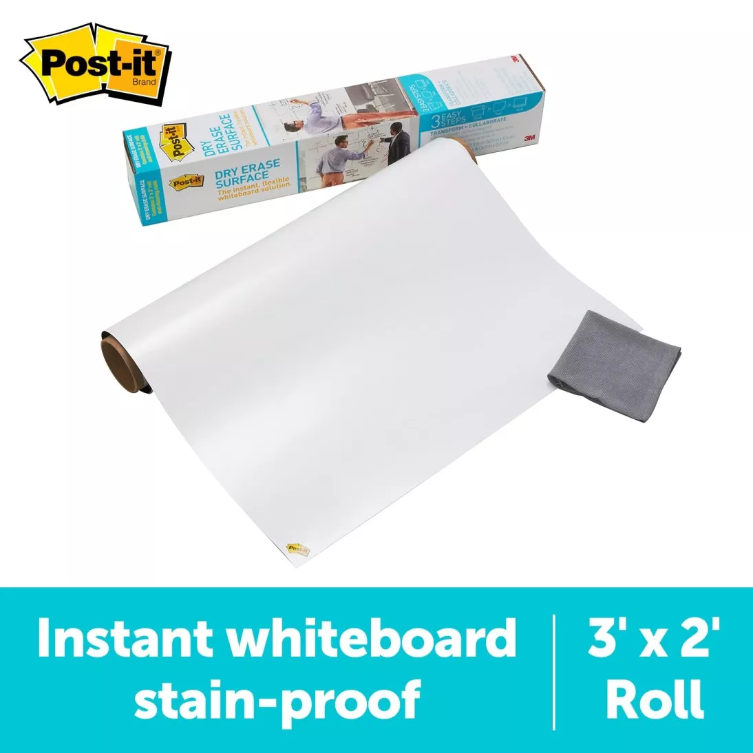 Post-it® Super Sticky Dry Erase Surface DEF3x2, 2 ft x 3 ft (60.9 cm x
91.4 cm)
