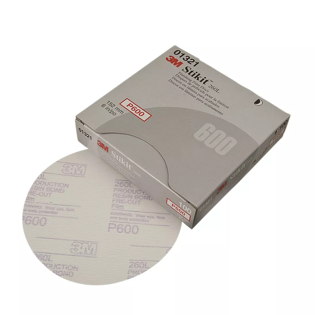 3M™ Stikit™ Finishing Film Abrasive Disc 260L, 01321, 6 in, P600, 100
discs per carton, 4 cartons per case
