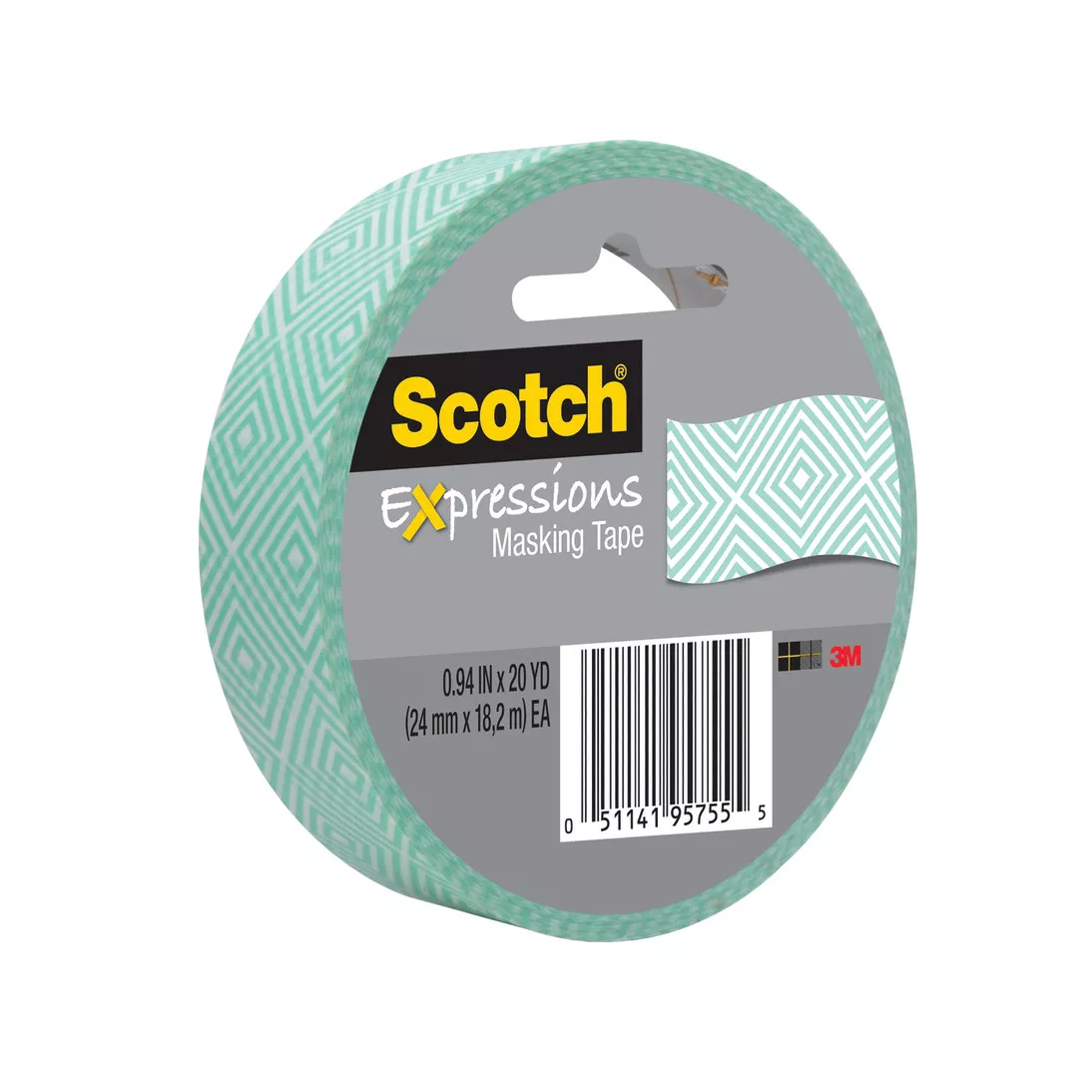 Scotch® Expressions Masking Tape 3437-P1-ESF, Mint Mosaic