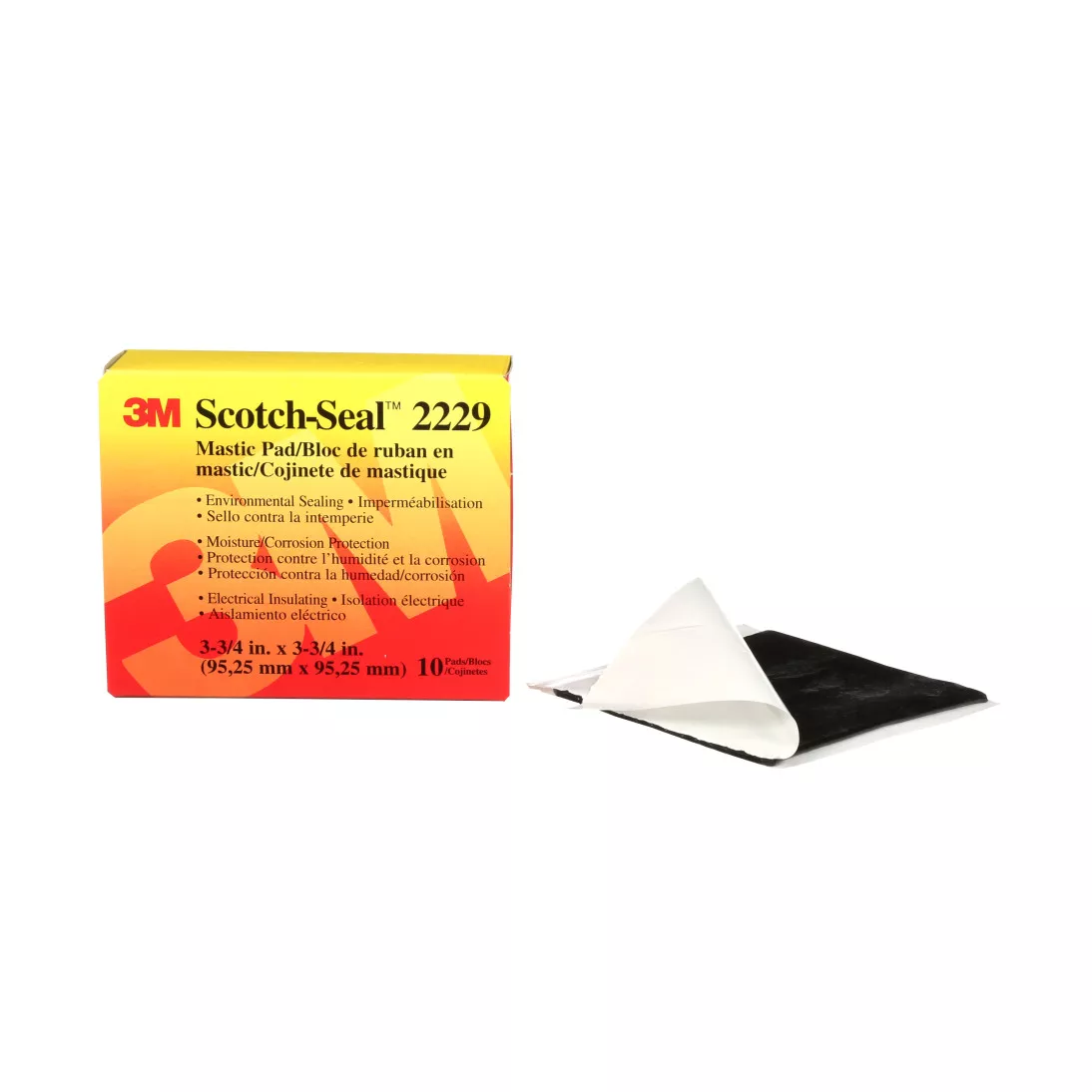 3M™ Scotch-Seal™ Mastic Tape Compound 2229, 3-3/4 in x 3-3/4 in, Black,
10 pads/carton, 40 pads/Case