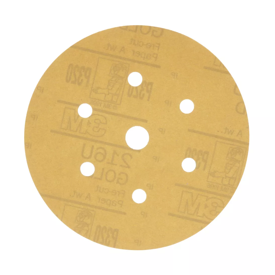 3M™ Hookit™ Gold Disc Dust Free 216U 01075, 6 in, P320, 100 Discs/Carton, 4 Cartons/Case