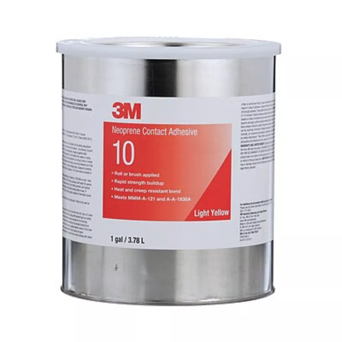 3M™ Neoprene Contact Adhesive 10, Light Yellow, 1 Gallon Can, 4/case