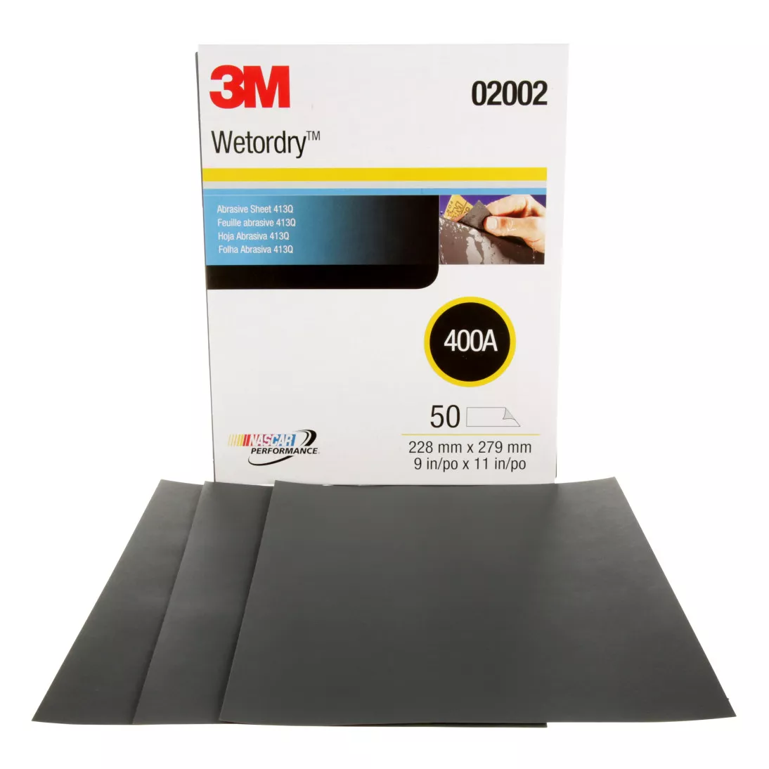 3M™ Wetordry™ Abrasive Sheet 413Q, 02002, 400, 9 in x 11 in, 50 sheets
per carton, 5 cartons per case