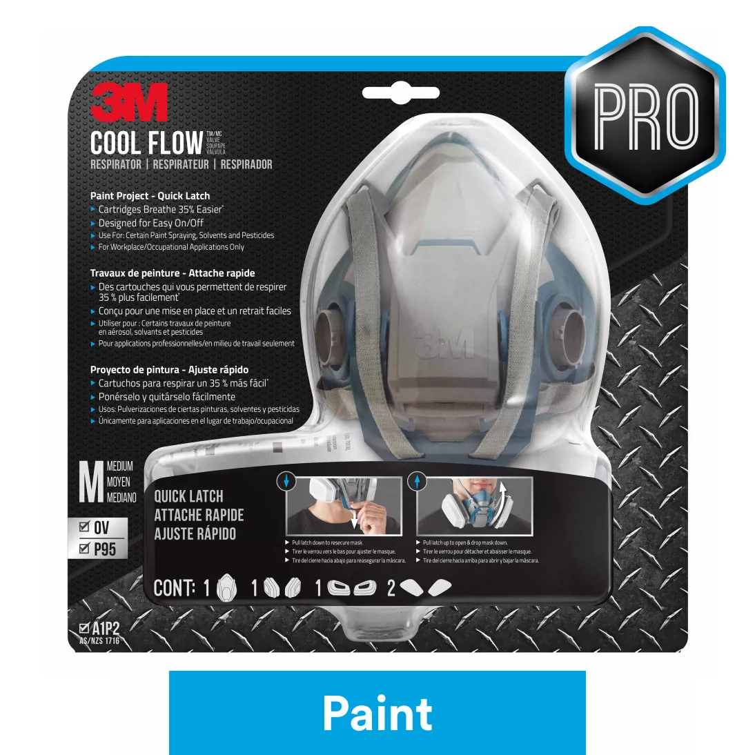 3M™ Paint Project Respirator with Quick Latch 6502QLPA1-A-PS, Size
Medium, 1 Ea/Pk,4 Pks/Cs
