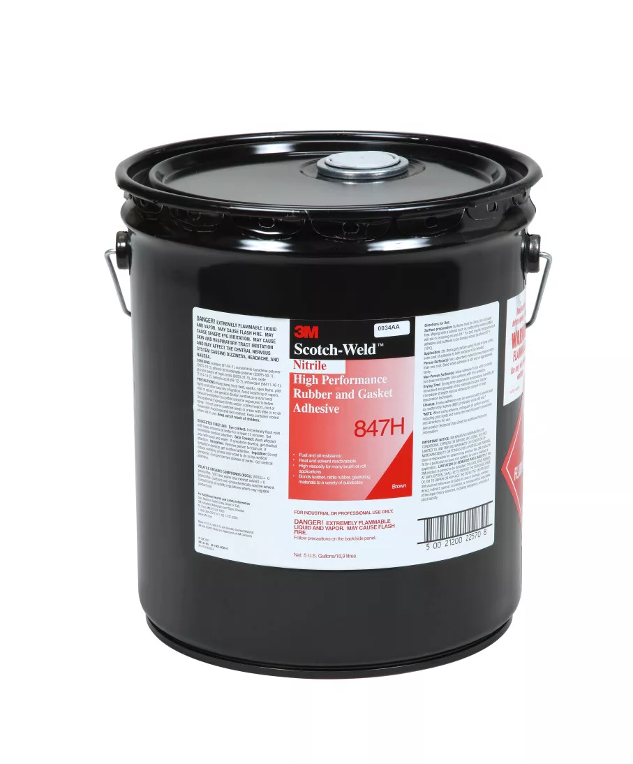 3M™ Nitrile High Performance Rubber and Gasket Adhesive 847H, Brown, 5
Gallon Drum (Pail)