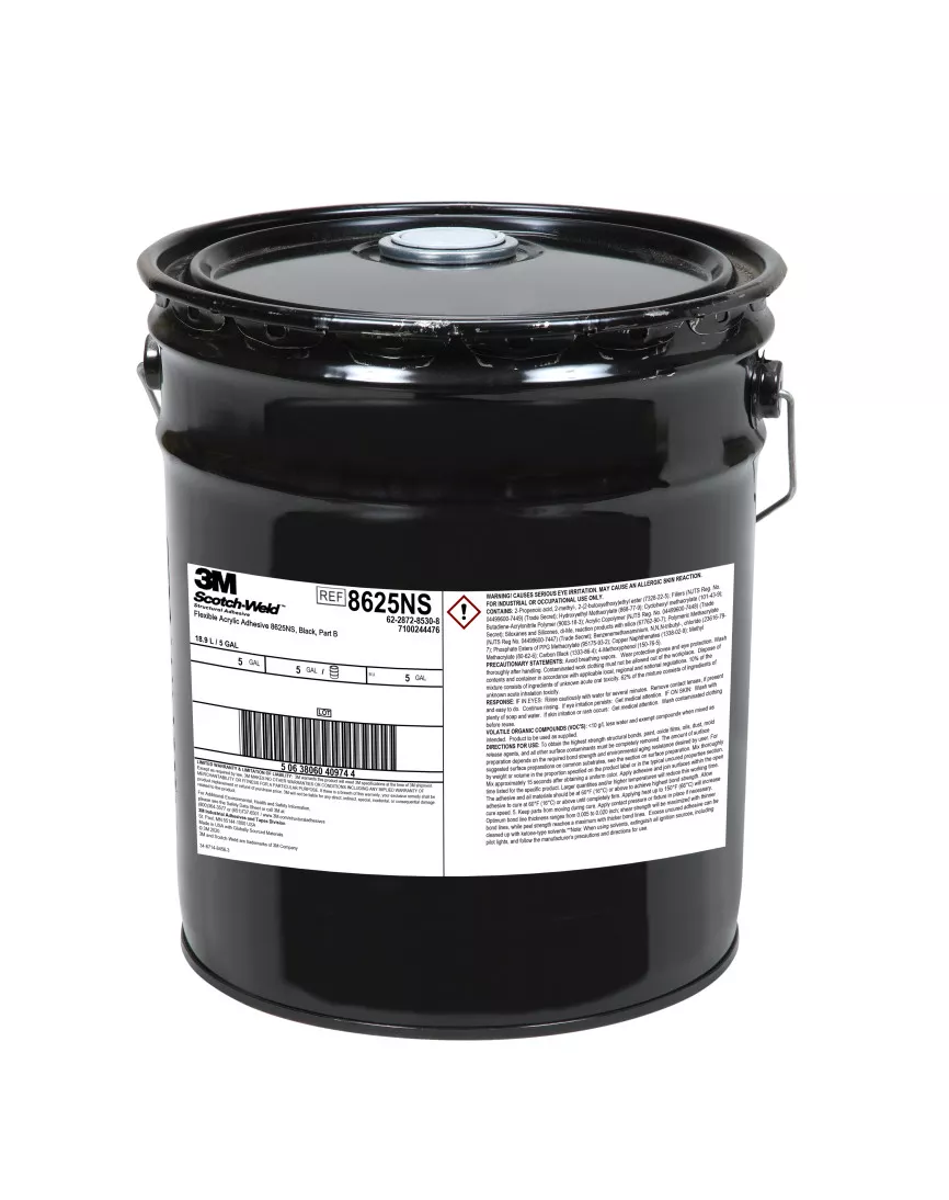 3M™ Scotch-Weld™ Flexible Acrylic Adhesive 8625NS, Black, Part B, 5 Gallon Drum (Pail)