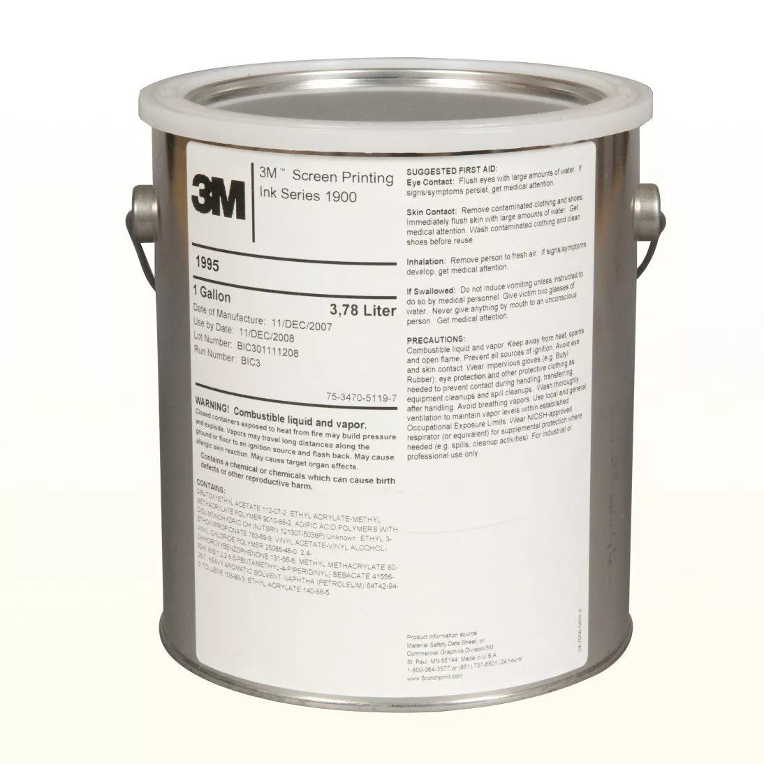 3M™ Screen Printing Ink Concentrate 1995, Black, 1 Gallon Container