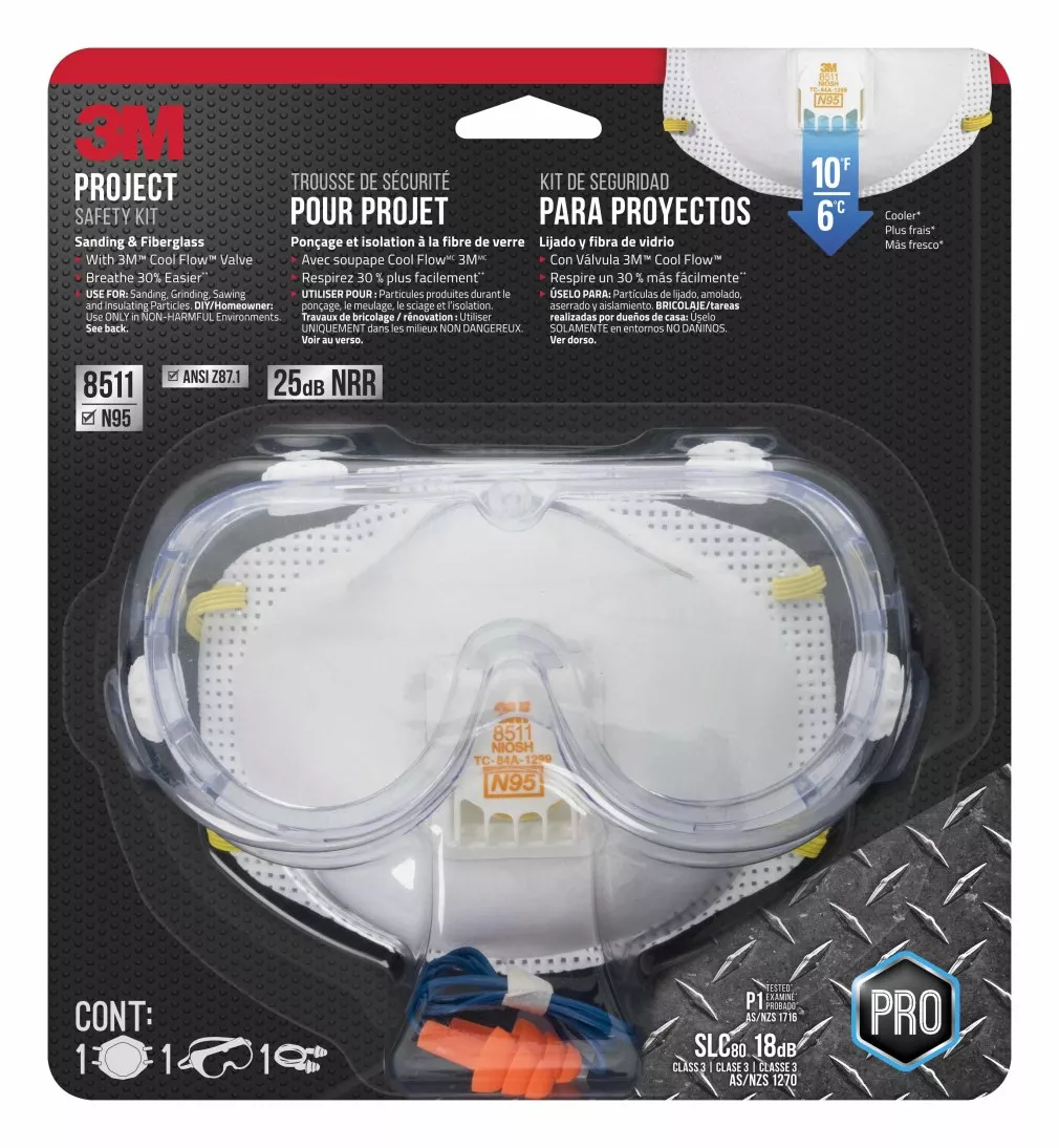 3M™ Project Safety Kit with Valved Respirator, Project H1DC-PS, 6/case