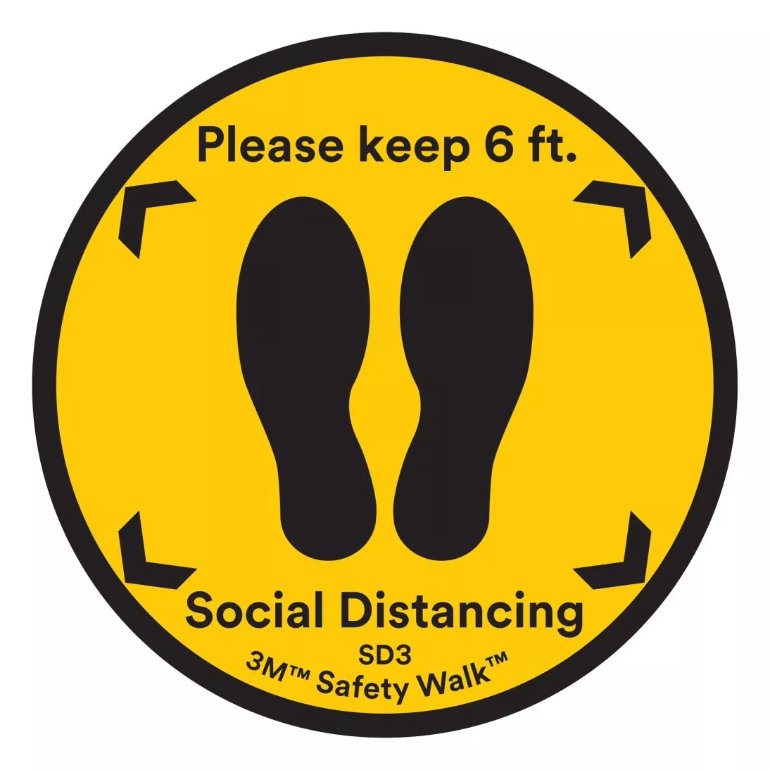 3M™ Safety-Walk™ Slip-Resistant General Purpose Floor Signs 660 SD3, Yellow, 11 in diameter, 10 Each/Pack, 5 Pack/Case