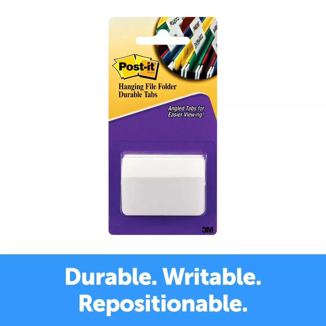Post-it® Angled Durable Tabs 686A-50WH, 2 in. x 1.5 in. (50,8 mm x 38
mm) White 24 pk/cs