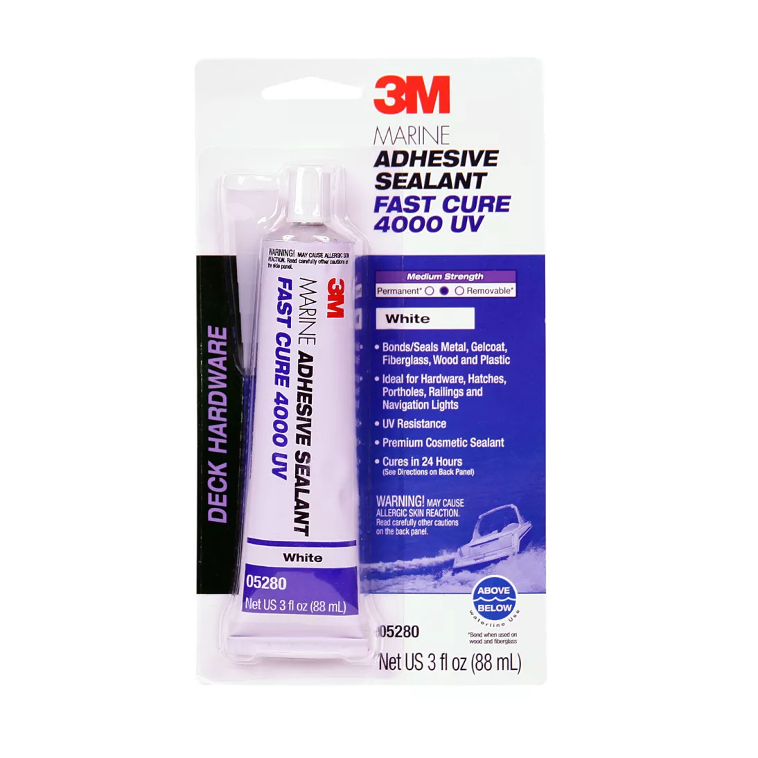 3M™ Marine Adhesive Sealant 4000 UV, PN05280, White, 3 oz Tube, 6/Case