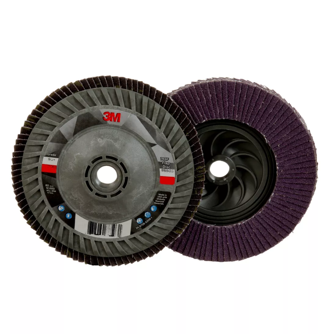 3M™ Flap Disc 769F, 80+, Quick Change, Type 27, 5 in x 5/8 in-11, 10
ea/Case