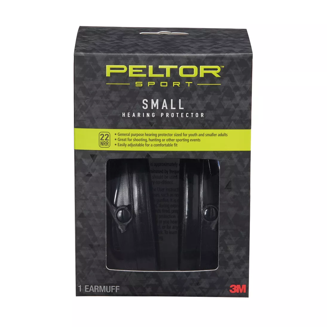 Peltor™ Sport Small Earmuffs 97070-2C, 22 dB, Black, 2 ea/cs