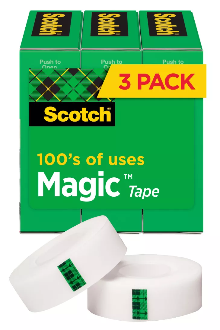 Scotch® Magic™ Invisible Tape 810K3, 3/4 in x 1000 in x n/a in (19 mm x
25,4 m) 3 Pack
