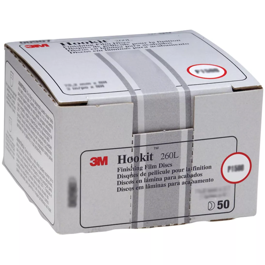 3M™ Hookit™ Finishing Film Abrasive Disc 260L, 00953, 5 in, P1000, 100
discs per carton, 4 cartons per case