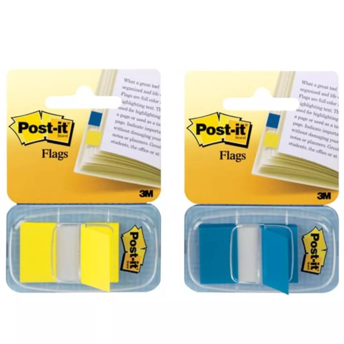 Post-it® Flags 680-1-D 1 in. x 1.7 in. Blue, Canary Yellow 1-Pack