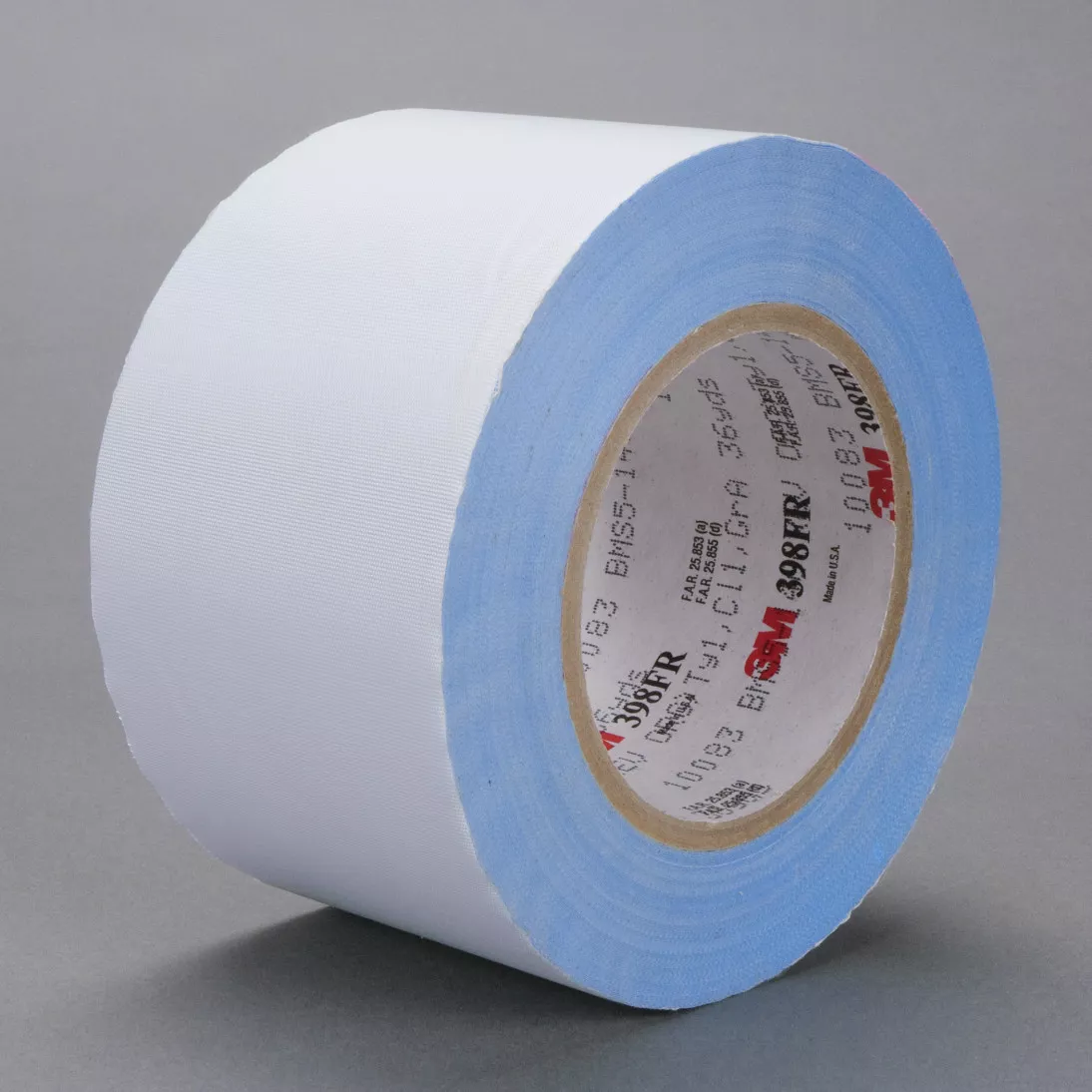 3M™ Glass Cloth Tape 398FR, White, 4 in x 36 yd, 7 mil, 8 rolls per case