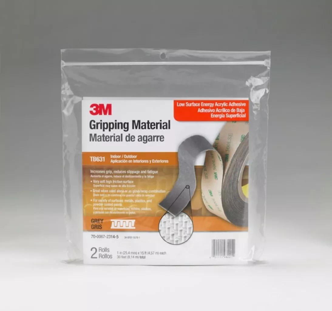 3M™ Gripping Material TB631, Gray, 1 in x 15 ft, Bag