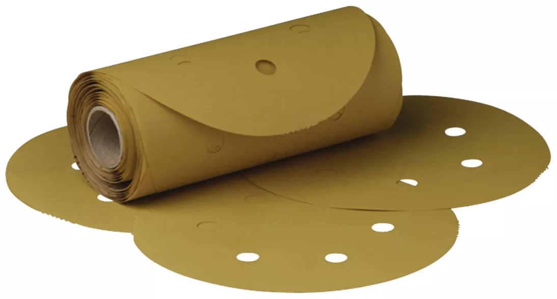 3M™ Stikit™ Gold Film Disc Roll Dust Free, 01375, 6 in, P320, 125 discs
per roll, 4 rolls per case