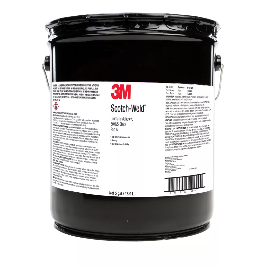 3M™ Scotch-Weld™ Urethane Adhesive 604NS, Black, Part A, 5 Gallon Drum
(Pail)