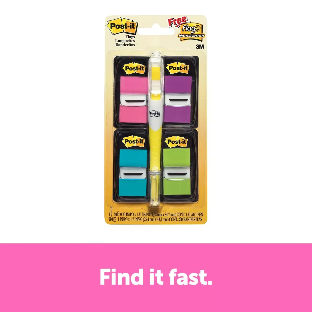 Post-it® Flags 680-PPBGVA, 1 in. x 1.7 in. (25,4 mm x 43,2 mm) Assorted
200 flags pack