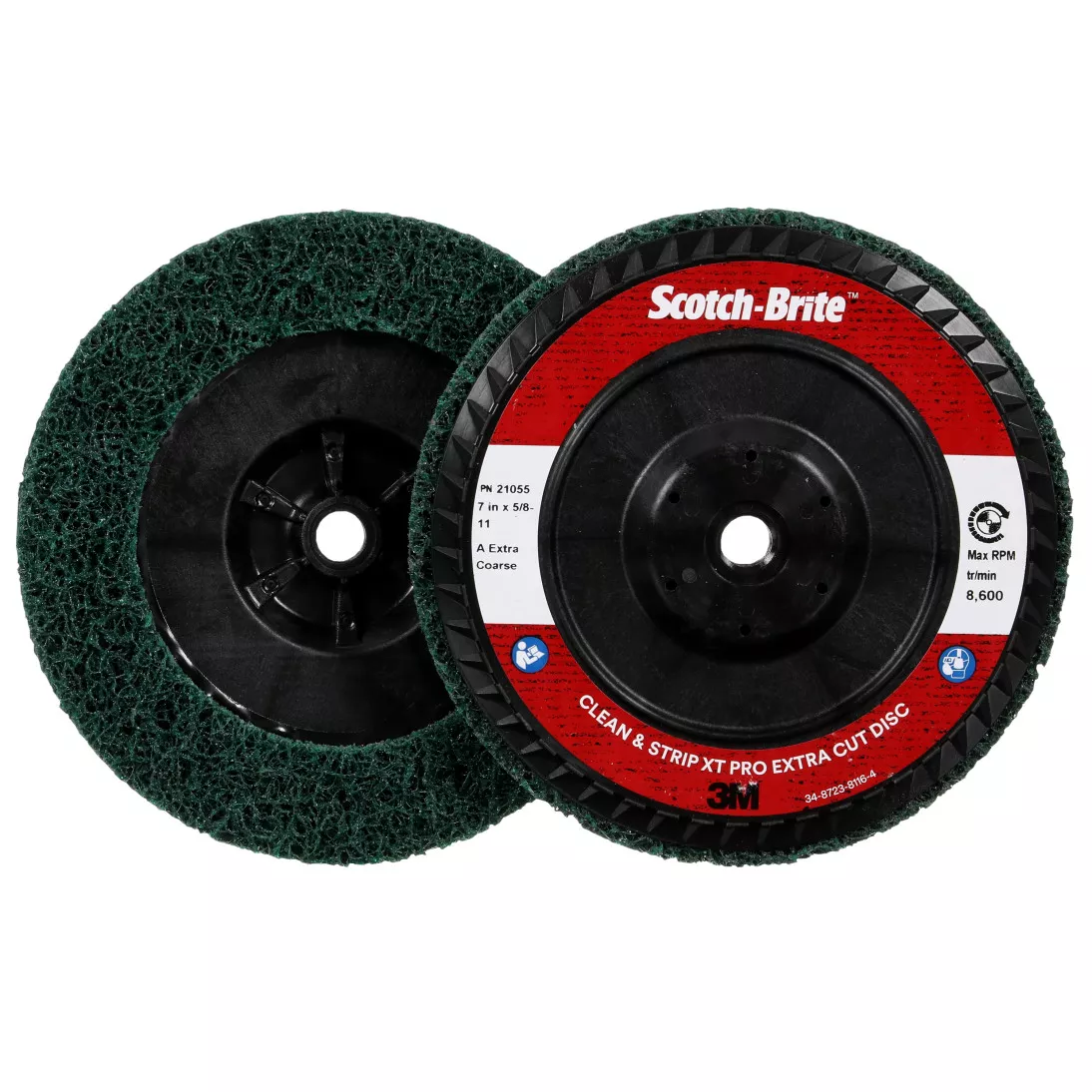 Scotch-Brite™ Clean and Strip XT Pro Extra Cut Disc, XC-DC, A/O Extra
Coarse, Green, 7 in x 5/8