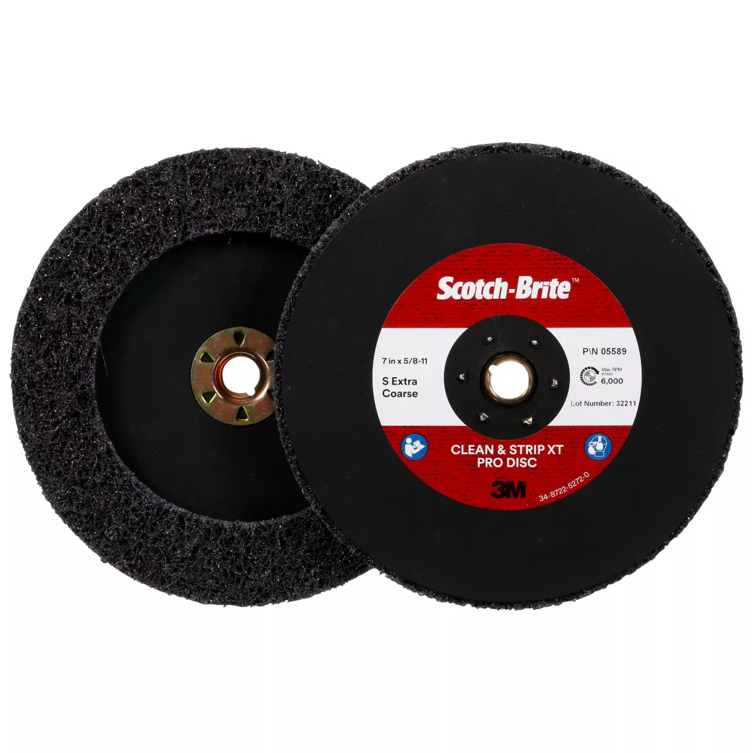 Scotch-Brite™ Clean and Strip XT Pro Disc, XO-DC, SiC Extra Coarse, TN,
Purple, 7 in x 5/8
