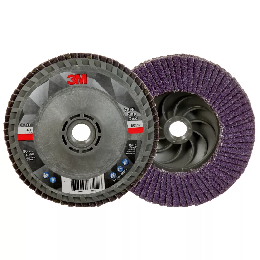 3M™ Flap Disc 769F, 40+, Quick Change, Type 27, 4-1/2 in x 5/8 in-11, 10
ea/Case
