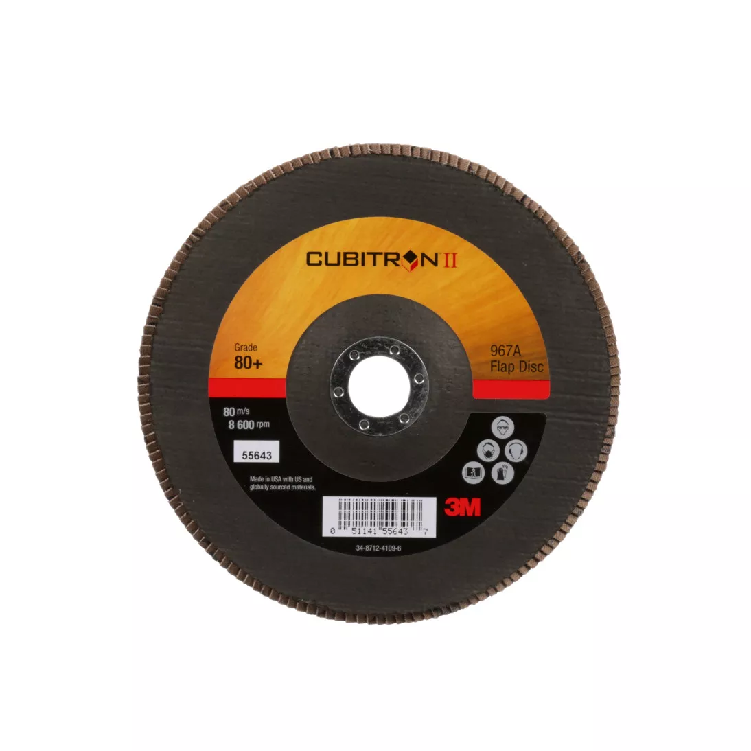 3M™ Cubitron™ II Flap Disc 967A, 80+, T27, 7 in x 7/8 in, Giant, 5
ea/Case