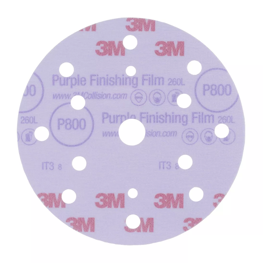 3M™ Purple Finishing Film Hookit™ 260L Disc Dust-Free, 51155, 6
in, P800, 50 discs per carton, 4 cartons per case