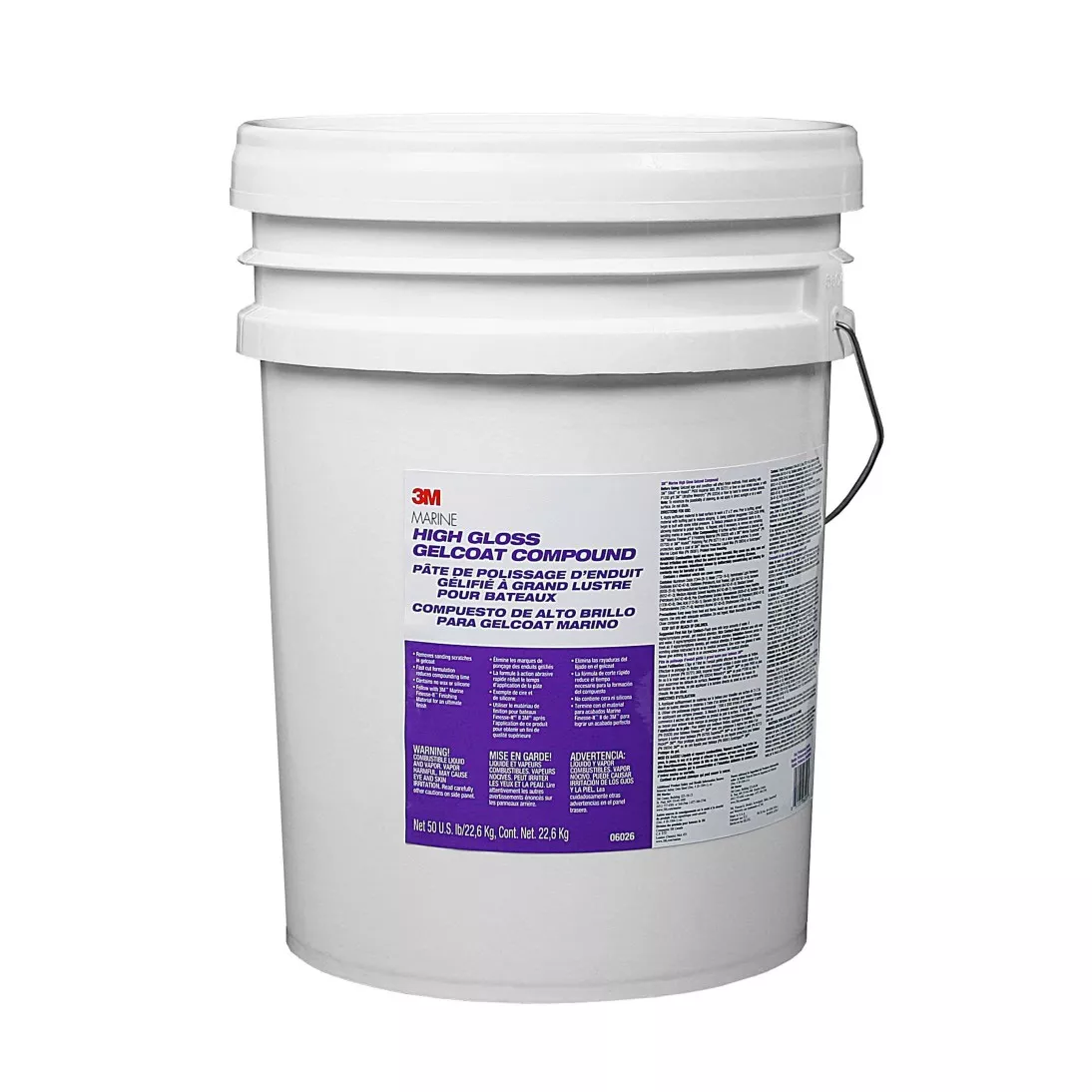 3M™ Marine High Gloss Gelcoat Compound, 06026, pail (50 lb), 1 each
