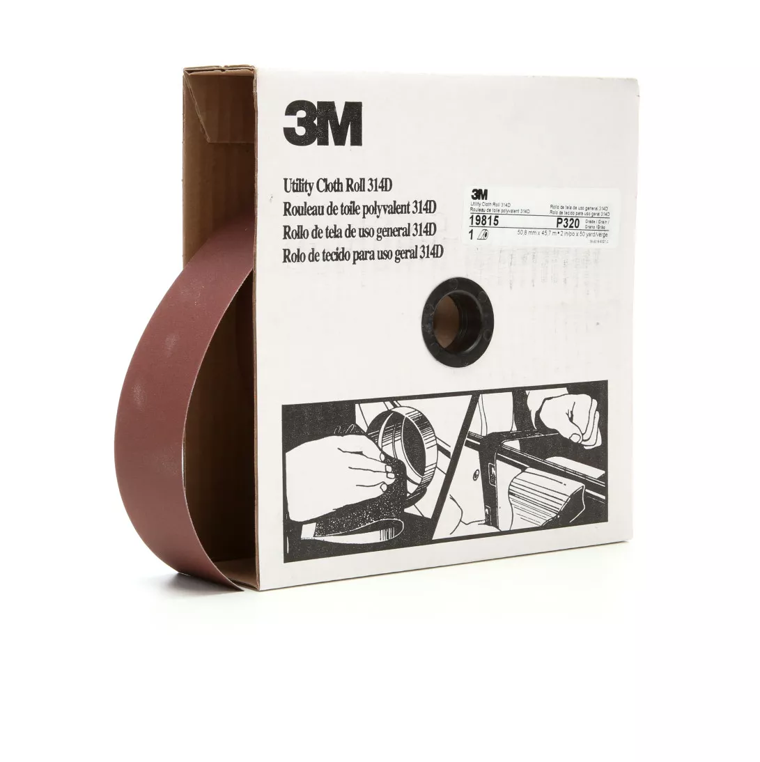 3M™ Utility Cloth Roll 314D, P320 J-weight, 2 in x 50 yd, 5 ea/Case