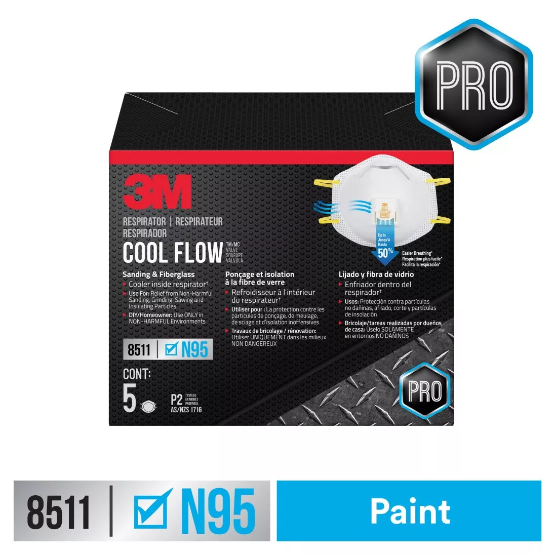 3M™ Paint Sanding Valved Respirator 8511P5-C-PS, 5 ea/pk, 8 pks/cs