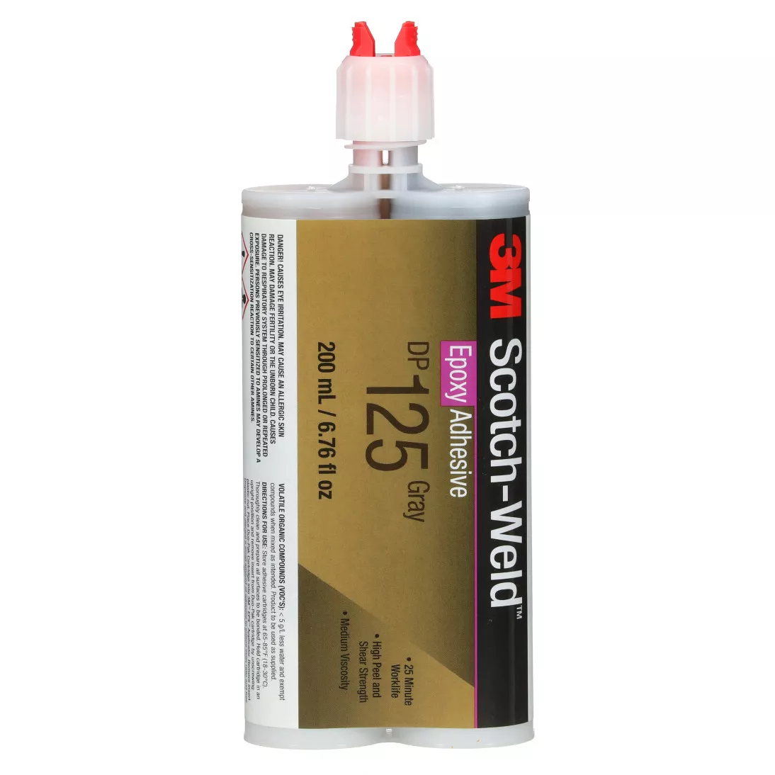3M™ Scotch-Weld™ Epoxy Adhesive DP125, Gray, 200 mL Duo-Pak, 12/case