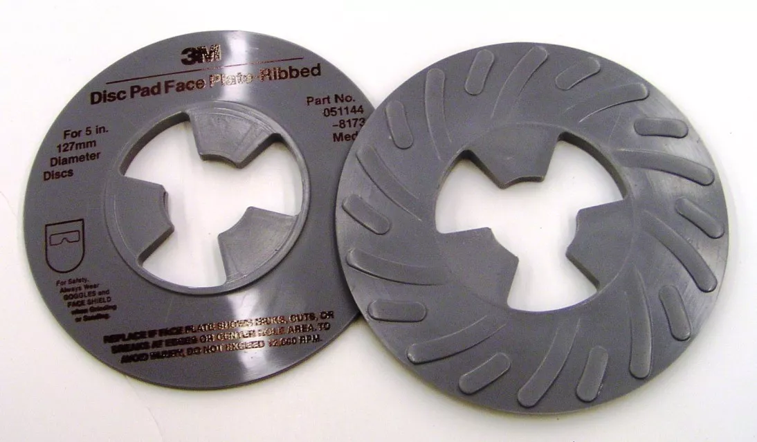 3M™ Disc Pad Face Plate Ribbed 81734, 5 in Medium Gray, 10 ea/Case