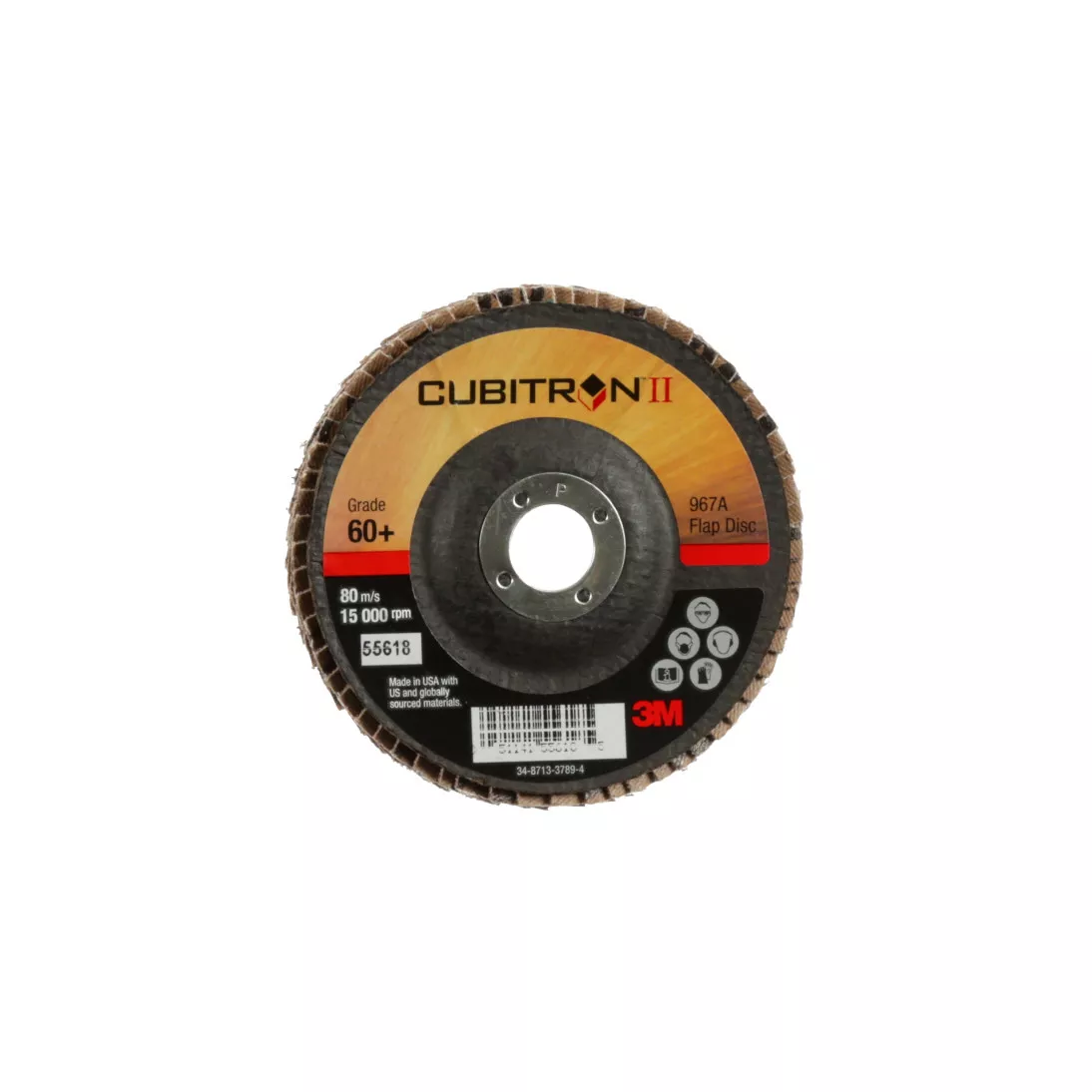 3M™ Cubitron™ II Flap Disc 967A, 60+, T29, 4 in x 5/8 in, 10 ea/Case