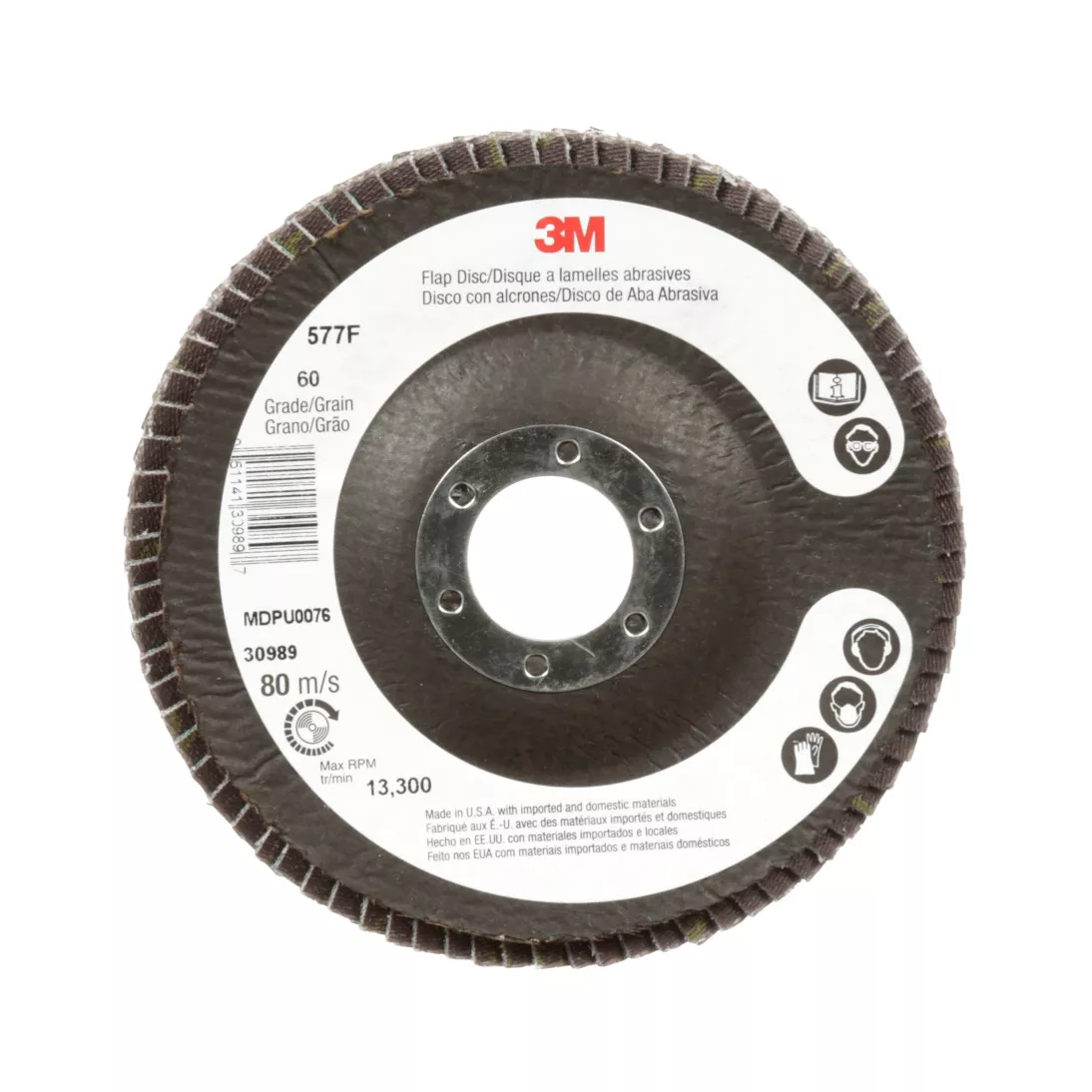 3M™ Flap Disc 577F, 60, T27, 7 in x 7/8 in, 5 ea/Case
