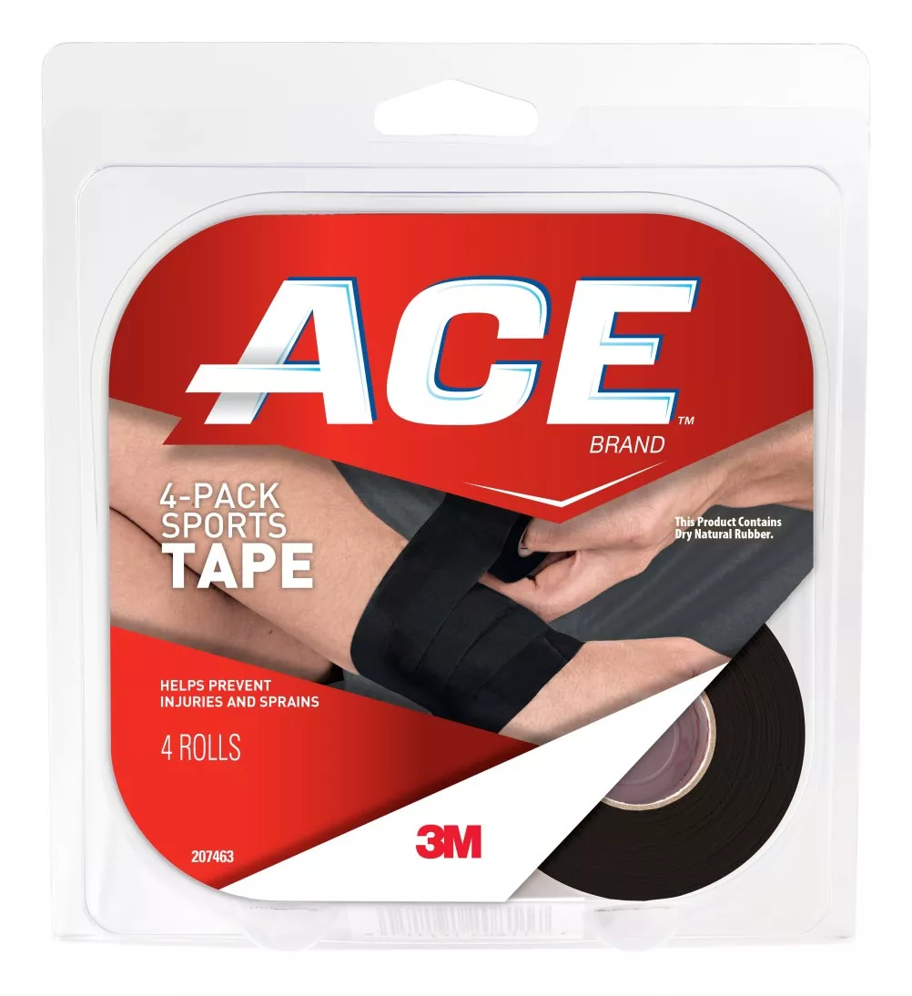 ACE™ Sports Tape, 4-Pack, 207463, 1.5 in x 360 in (10 yd) in (3.81 cm x
9.14 m) Black Tape
