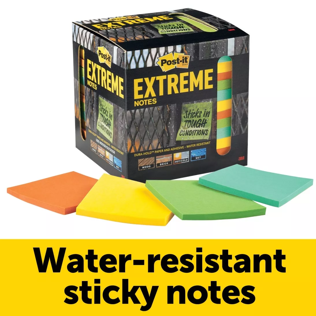 Post-it® Extreme Notes, EXTRM33-12TRYX, 3 in x 3 in (76 mm x 76 mm)