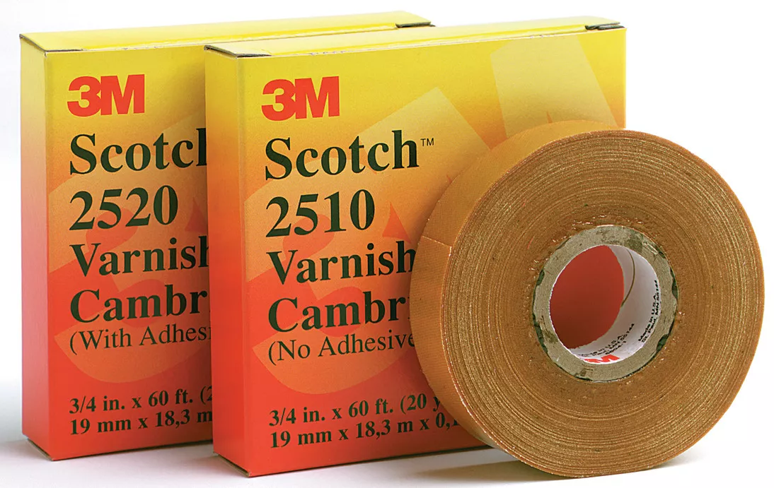 Scotch® Varnished Cambric Tape 2510, 6 in x 36 yd, Yellow, 4 Rolls/Case