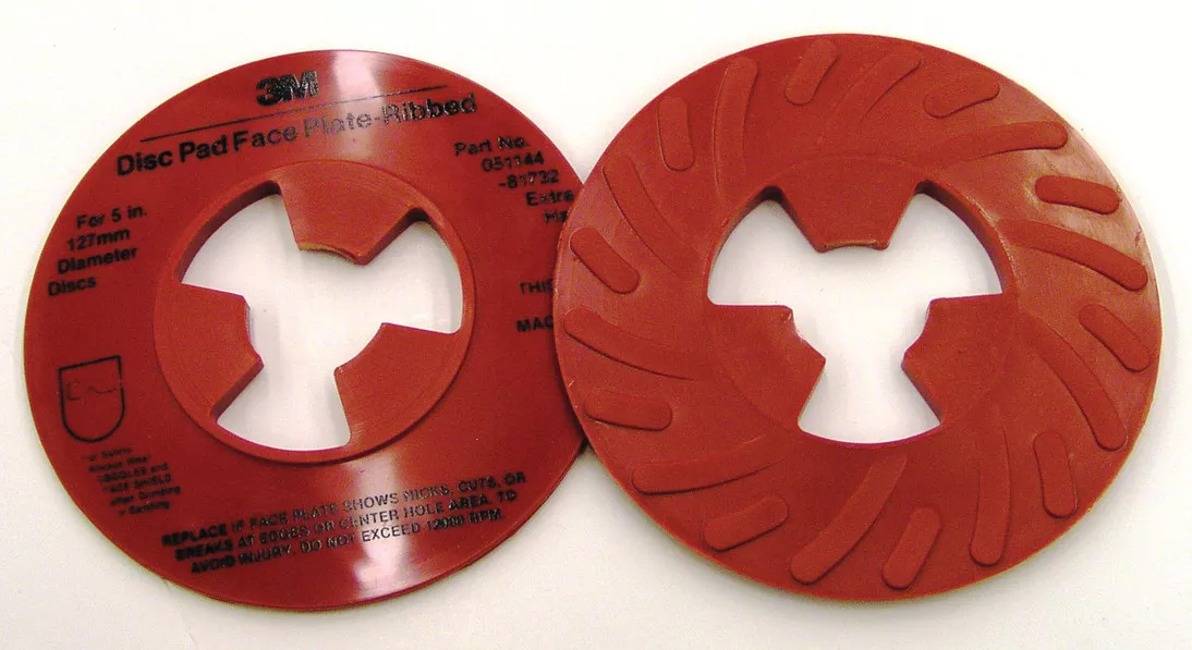 3M™ Disc Pad Face Plate Ribbed 81732L, Extra Hard, 5 in, Red, 10 ea/Case