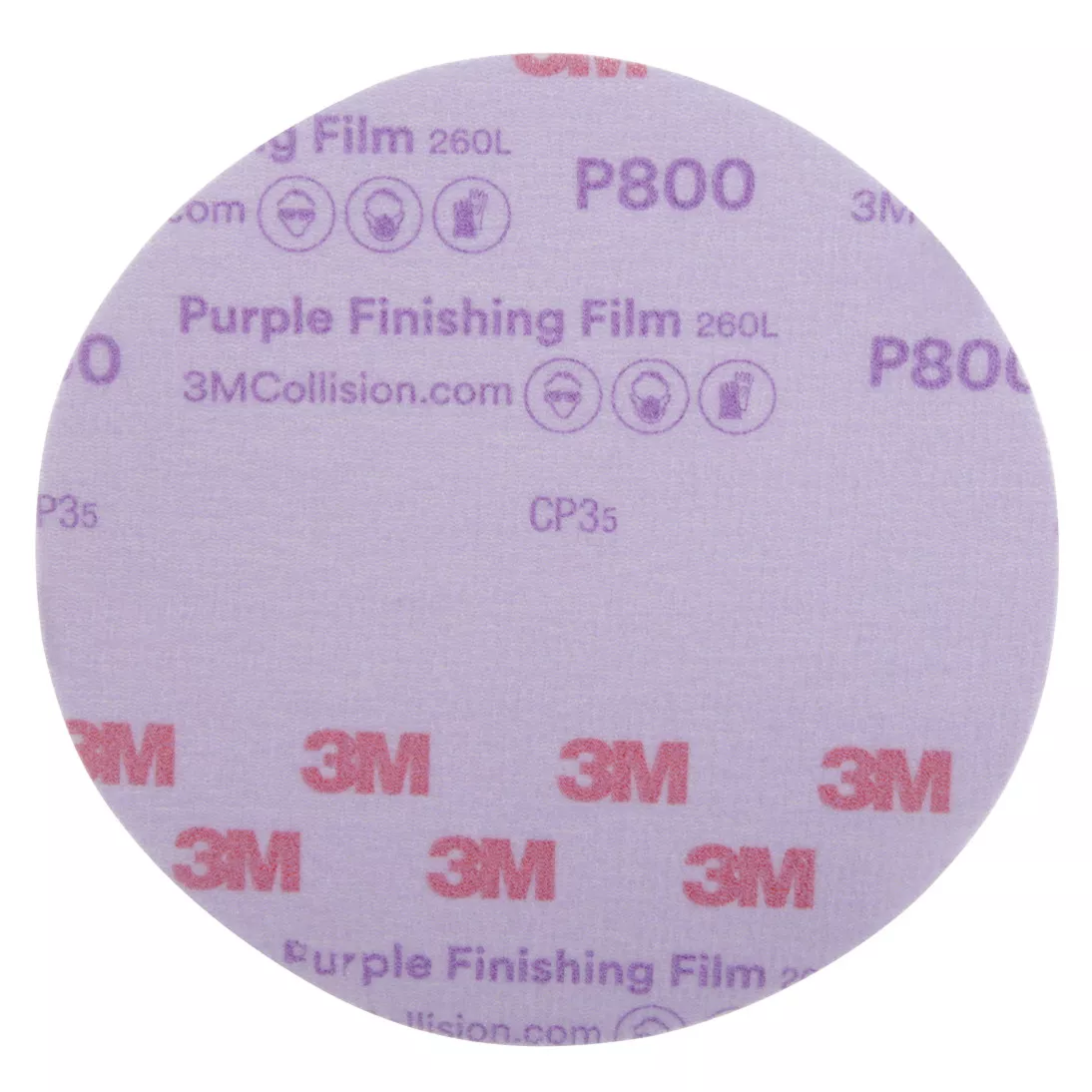 3M™ Hookit™ Purple Finishing Film Abrasive Disc 260L, 30670, 6 in, P800,
50 discs per carton, 4 cartons per case