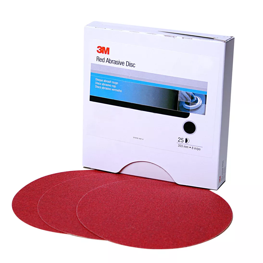 3M™ Red Abrasive Stikit™ Disc, 01107, 6 in, P500 grade, 100 discs per
roll, 6 rolls per case