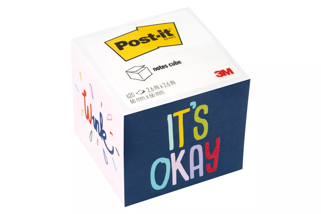 Post-it® Notes Cube CUBE-OKAY, 2.6 in x 2.6 in (66 mm x 66 mm)