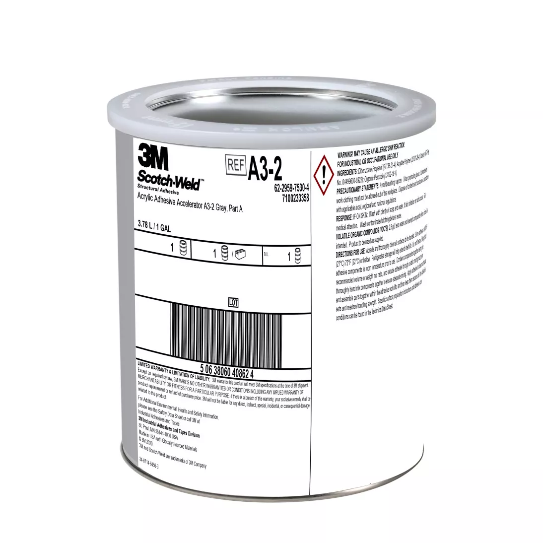 3M™ Scotch-Weld™ Acrylic Adhesive Accelerator A3-2, Green, Part A, 1
Gallon Can, 1/case